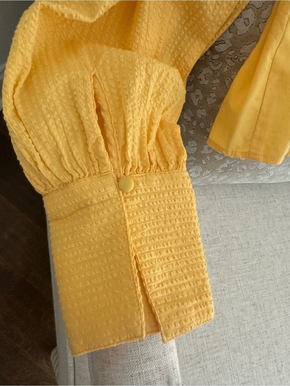 Anthropologie Maeve Yellow Eyelet Button-Front Blouse - Picture 6 of 6